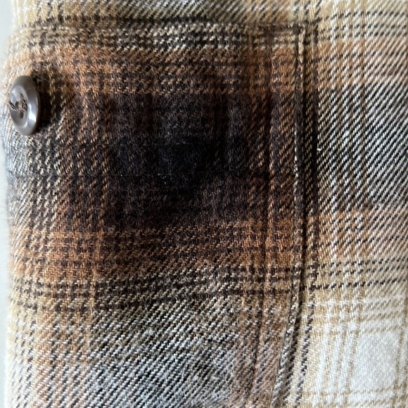 True Craft Orange and Gray Long sleeve flannel shirt with pockets on the chest. - Picture 2 of 8